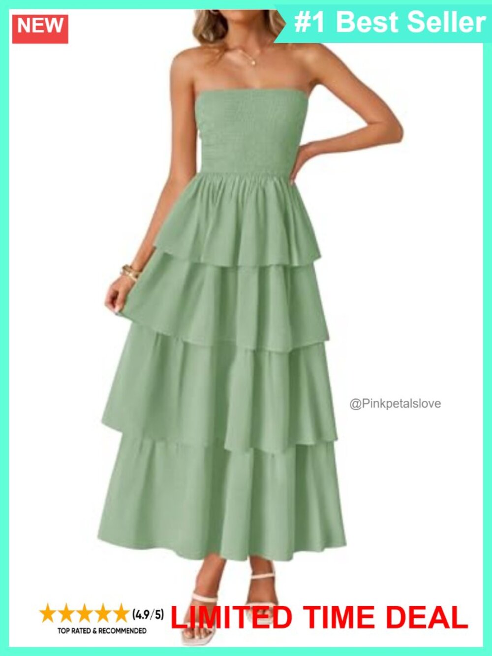Strapless Maxi Dress Smocked Tiered Summer Boho Sundress
